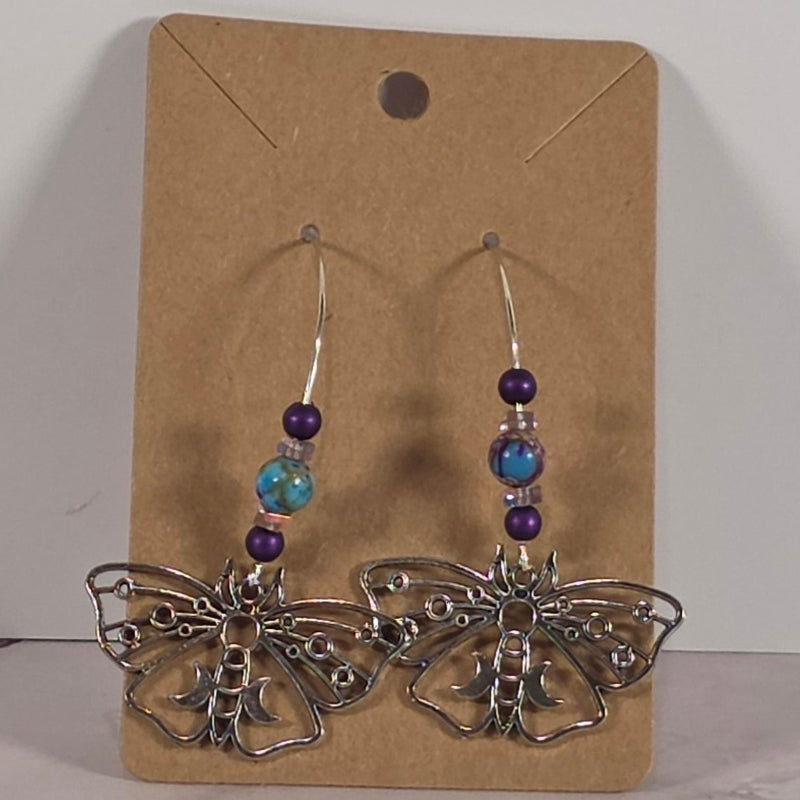 Earrings - Beaded With Charm - Butterfly
