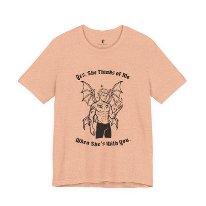 Fae Boy Graphic Tee — “Yes, She Thinks of Me When She’s With You”