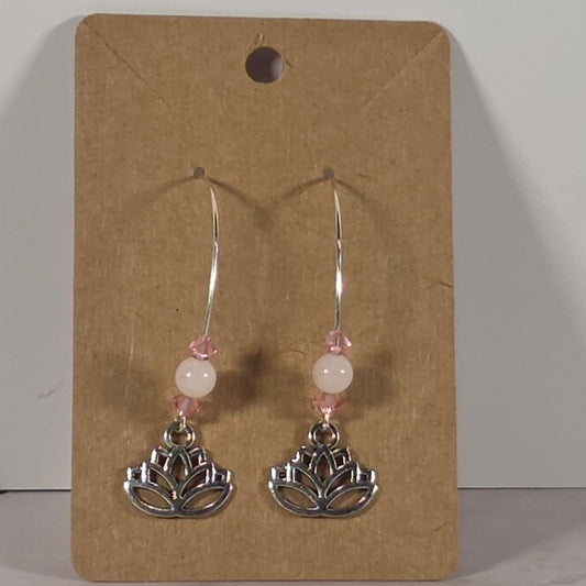 Earrings - Beaded With Charm - Lotus Flower 2