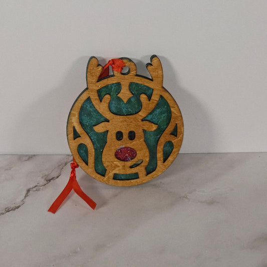 Wood Ornament - Hand Painted - Rudolph