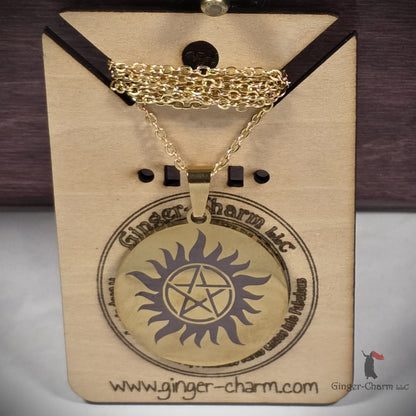 Necklace - Gold - Stainless Steel 30mm Round -Anti-Possession