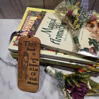 Bookmark-Wood-Laser engraved-Divine Humor - Hail Marys
