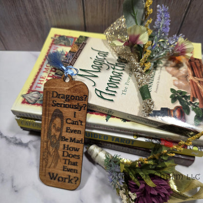 Bookmark-Wood-Laser engraved-Divine Humor - Dragons