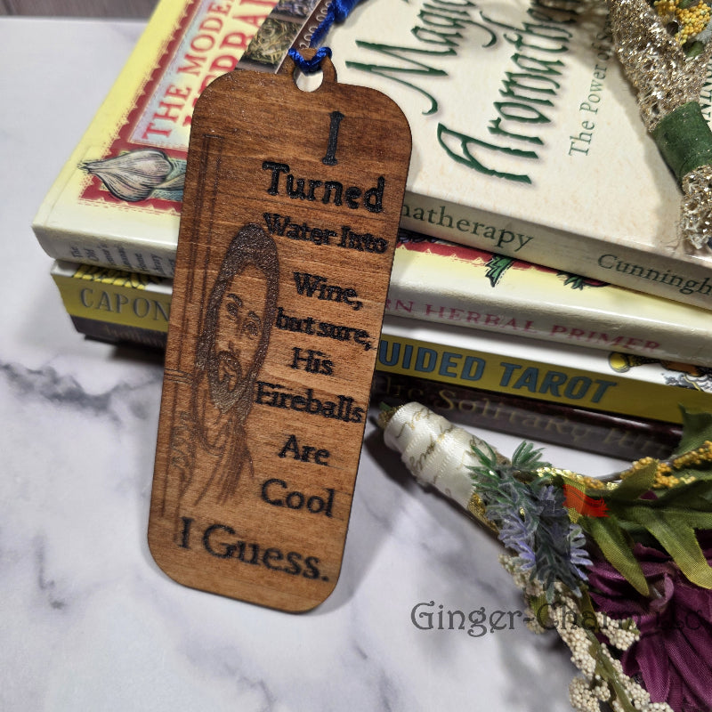 Bookmark-Wood-Laser engraved-Divine Humor - Fireballs