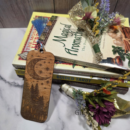 Bookmark-Wood-Laser engraved- Midnight Wonderland
