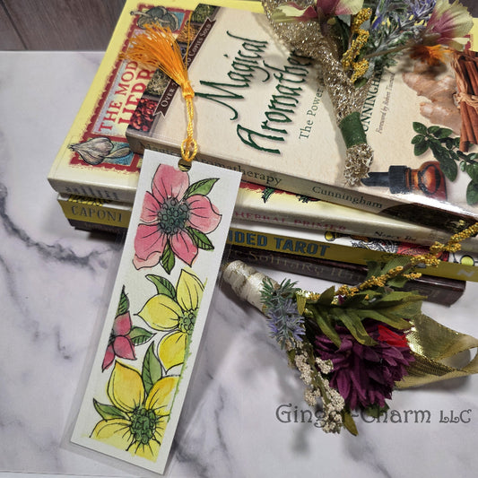 Bookmark-Painting-Laminated-Pink and Yellow Floral