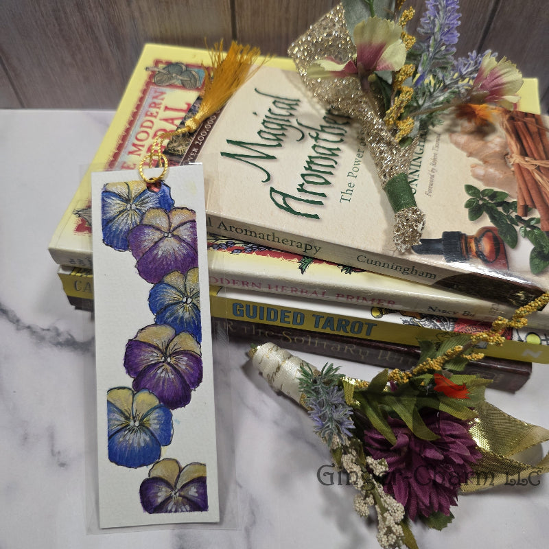 Bookmark-Painting-Laminated-Blue and Violet Pansies