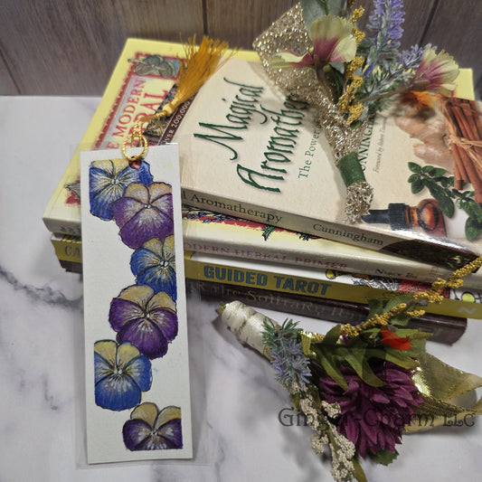 Bookmark-Painting-Laminated-Blue and Violet Pansies