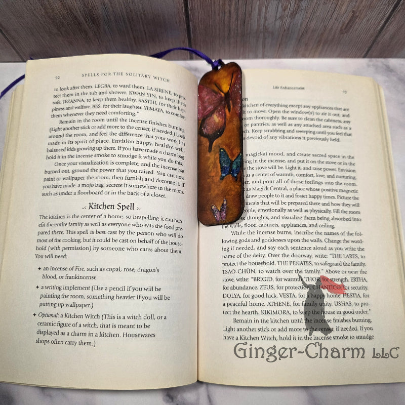 Bookmark-Wood-Hand Painted - Butterflies
