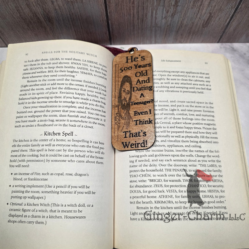 Bookmark-Wood-Laser engraved-Divine Humor - That's Weird