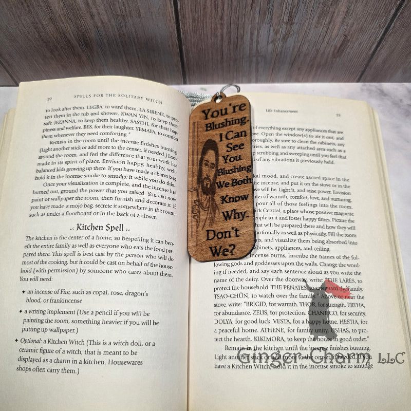 Bookmark-Wood-Laser engraved-Divine Humor - You're Blushing