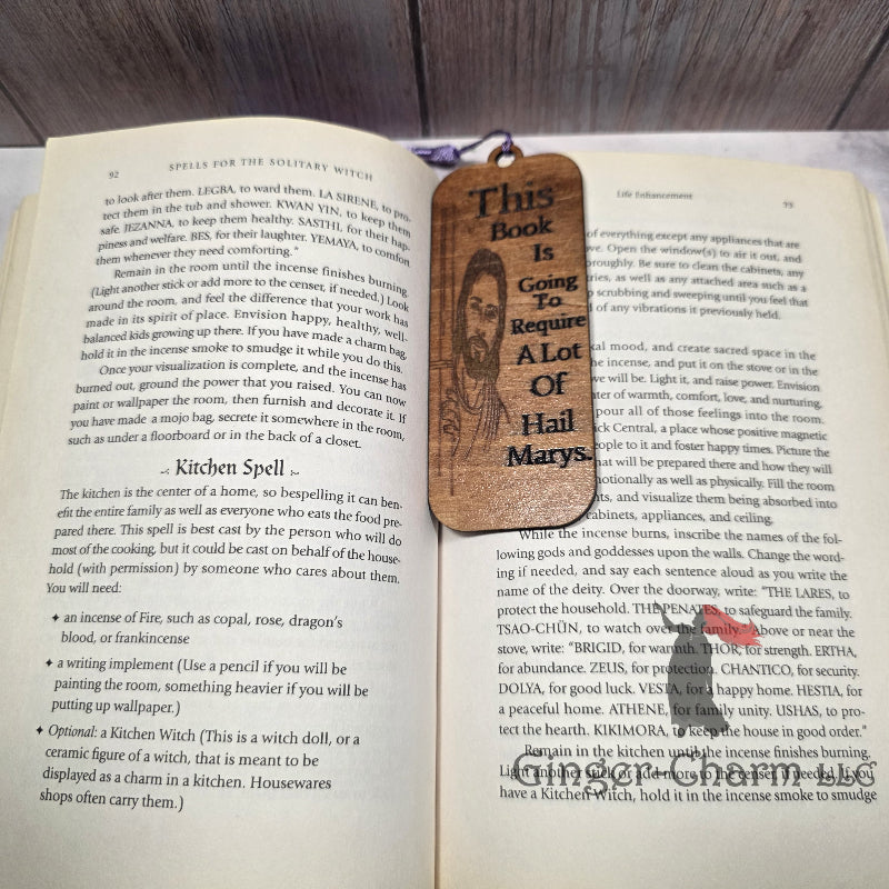 Bookmark-Wood-Laser engraved-Divine Humor - Hail Marys