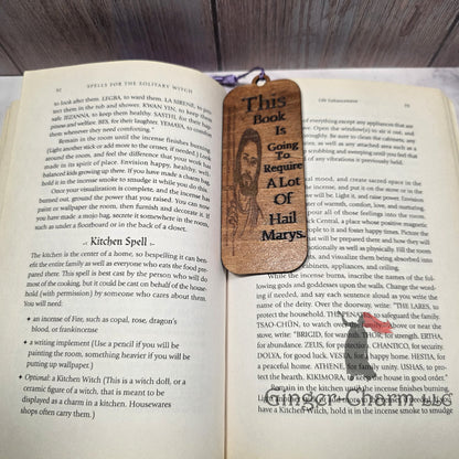 Bookmark-Wood-Laser engraved-Divine Humor - Hail Marys