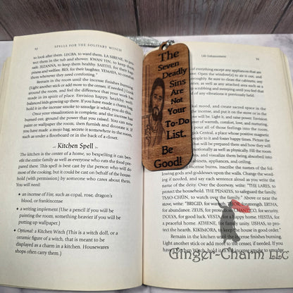 Bookmark-Wood-Laser engraved-Divine Humor - Seven Deadly Sins