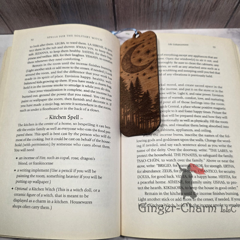 Bookmark-Wood-Laser engraved- Midnight Wonderland