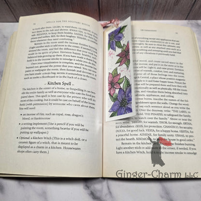 Bookmark-Painting-Laminated-Pink and Violet Poinsettias
