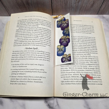 Bookmark-Painting-Laminated-Blue and Violet Pansies