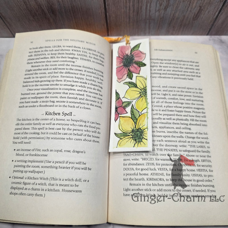 Bookmark-Painting-Laminated-Pink and Yellow Floral