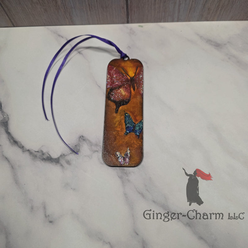 Bookmark-Wood-Hand Painted - Butterflies