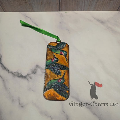 Bookmark-Wood-Hand Painted - Hummingbird Trio