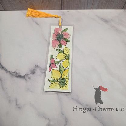 Bookmark-Painting-Laminated-Pink and Yellow Floral