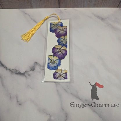 Bookmark-Painting-Laminated-Blue and Violet Pansies