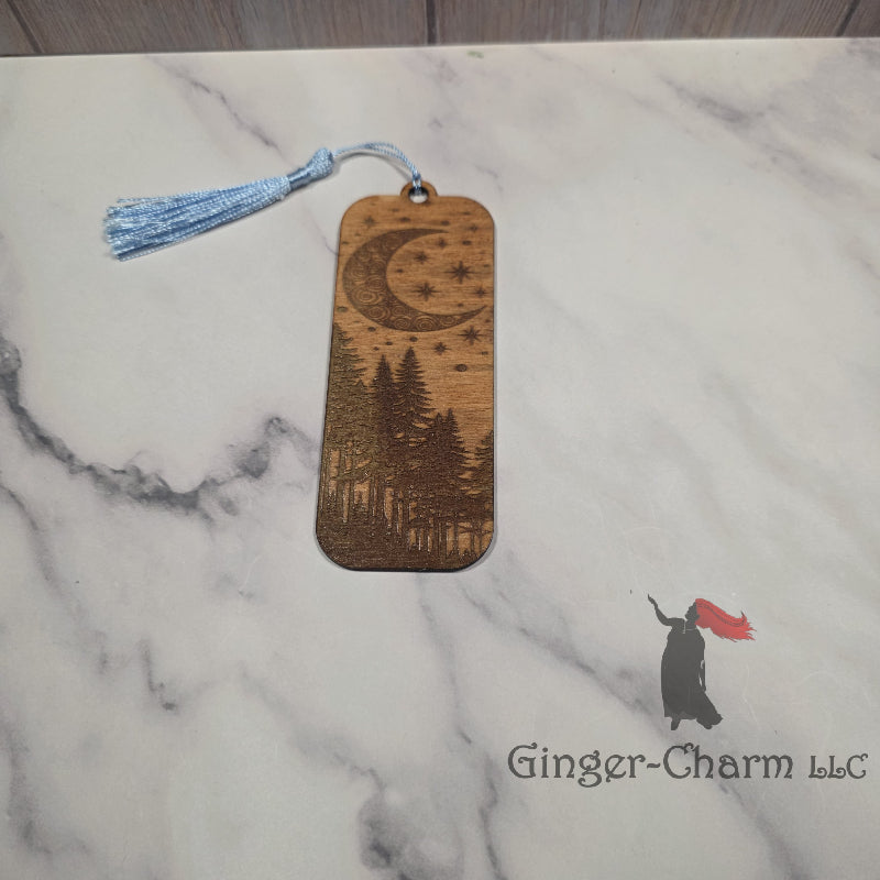 Bookmark-Wood-Laser engraved- Midnight Wonderland