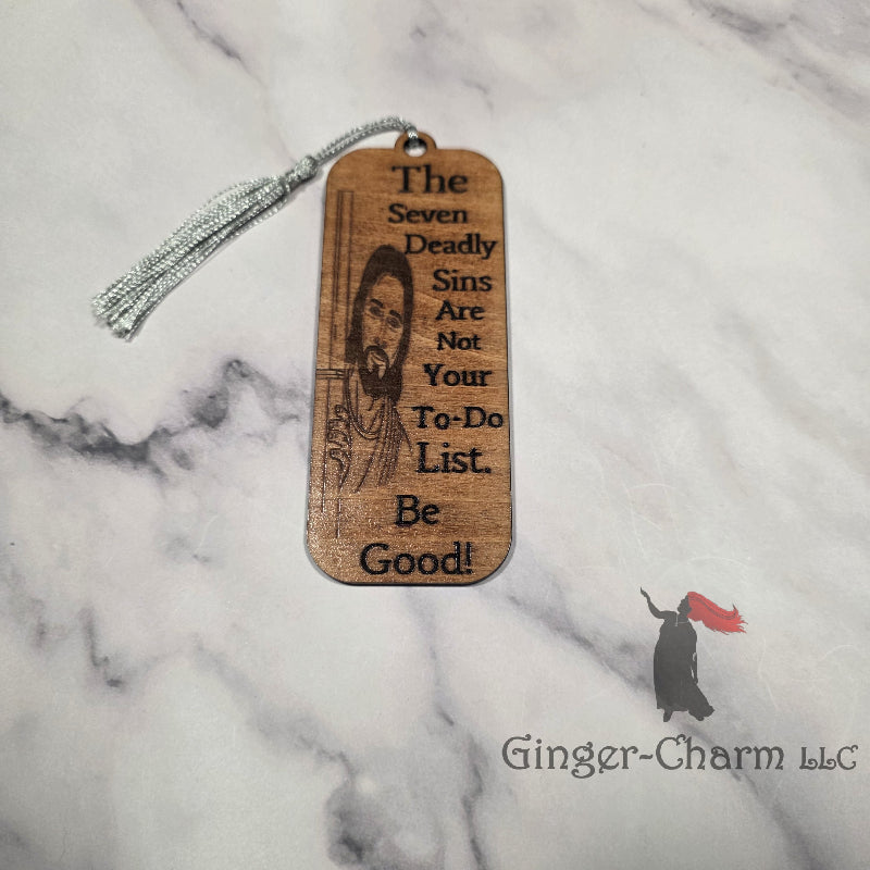 Bookmark-Wood-Laser engraved-Divine Humor - Seven Deadly Sins
