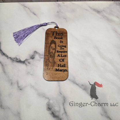 Bookmark-Wood-Laser engraved-Divine Humor - Hail Marys