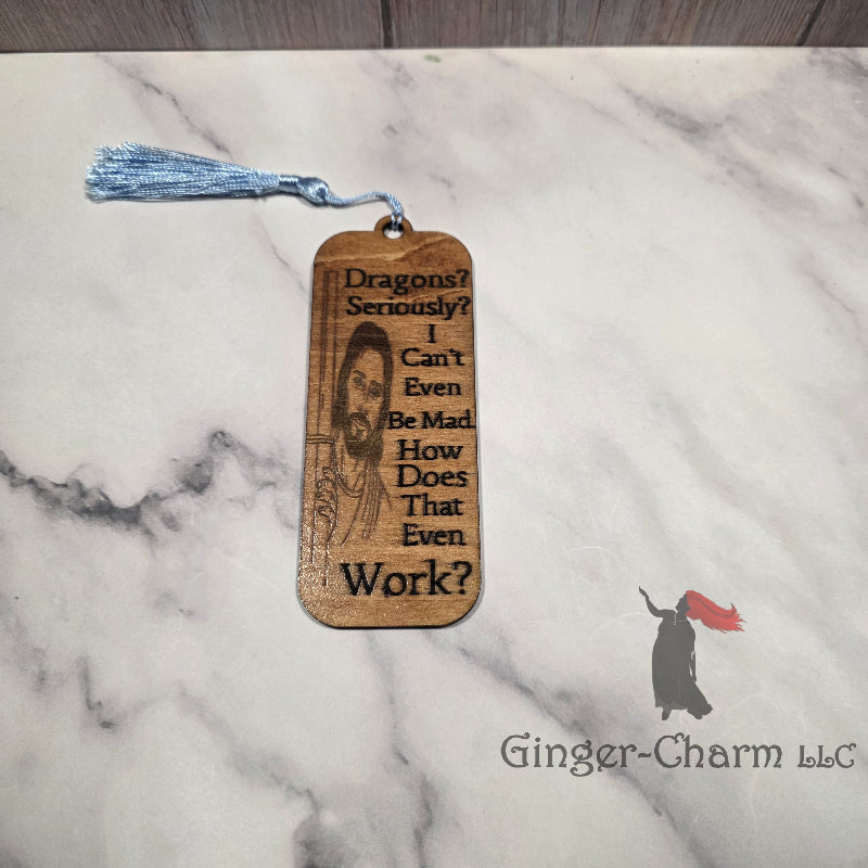 Bookmark-Wood-Laser engraved-Divine Humor - Dragons
