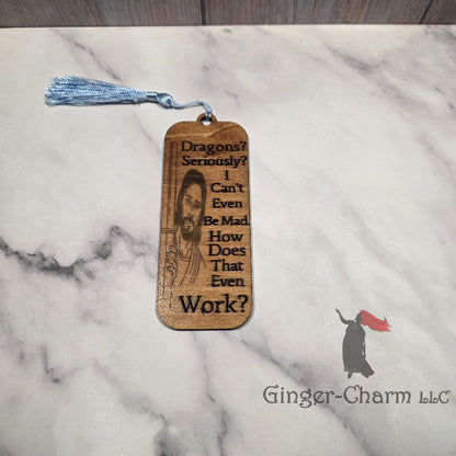 Bookmark-Wood-Laser engraved-Divine Humor - Dragons