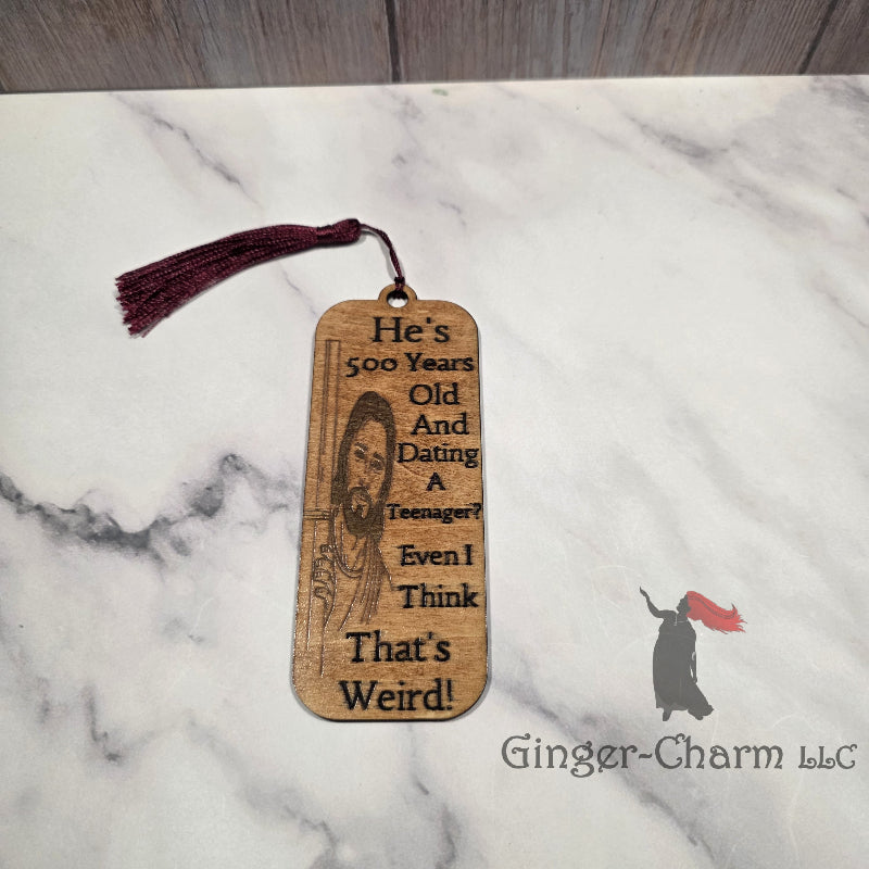Bookmark-Wood-Laser engraved-Divine Humor - That's Weird