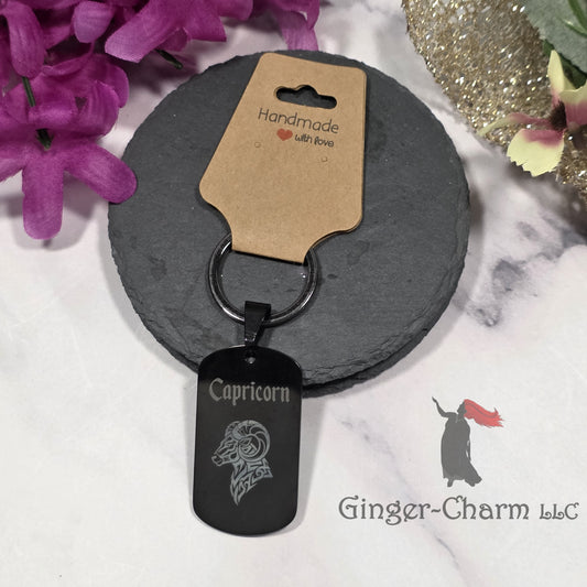 Zodiac Dog Tag Keychain — Laser Engraved | Choose Your Sign