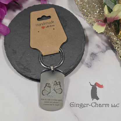 Keychain - Silver - Stainless Steel Dog Tag Pendant-Sisters Connected