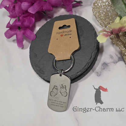 Keychain - Silver - Stainless Steel Dog Tag Pendant-Sisters Connected