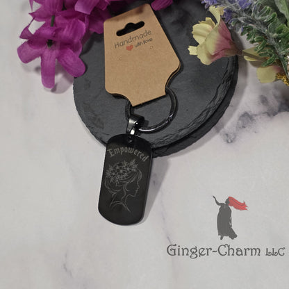Keychain - Black - Stainless Steel Dog Tag Pendant-Empowered