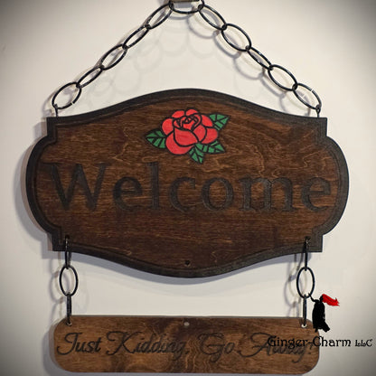 Wooden Sign - Baltic Birch Plywood - Welcome - Just Kidding