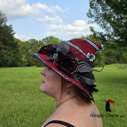 Witch Hat - Gothic Crimson Rose