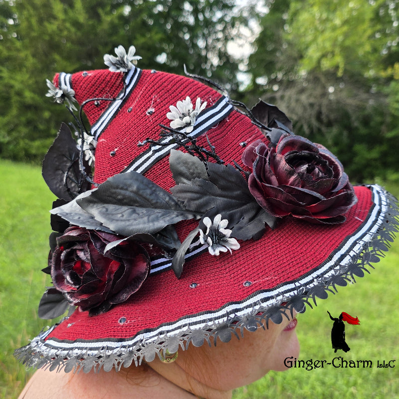 Witch Hat - Gothic Crimson Rose
