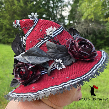 Witch Hat - Gothic Crimson Rose