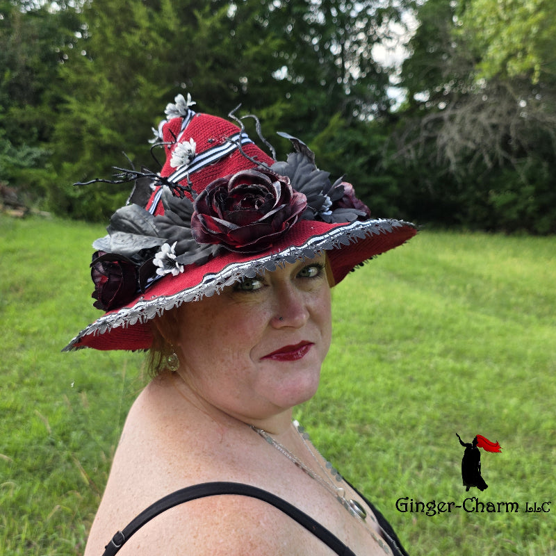 Witch Hat - Gothic Crimson Rose