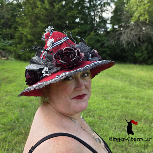 Witch Hat - Gothic Crimson Rose