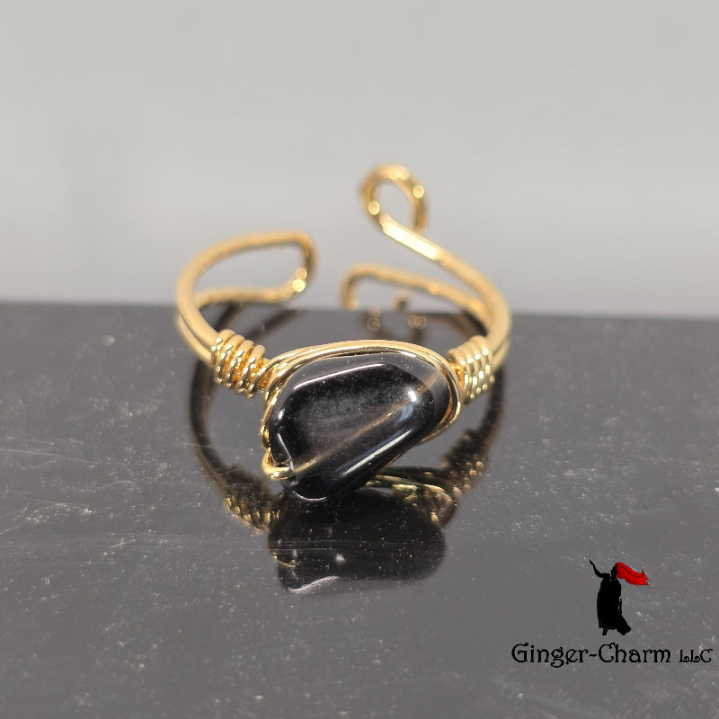 Rings - Raw Gemstone Wire Wrapped Adjustable