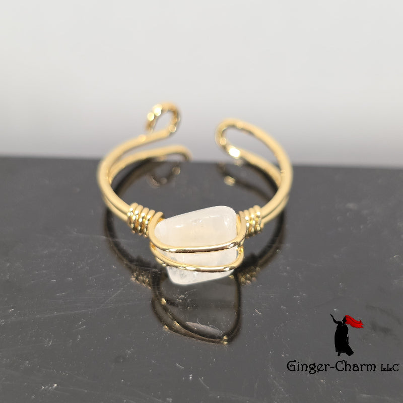 Rings - Raw Gemstone Wire Wrapped Adjustable
