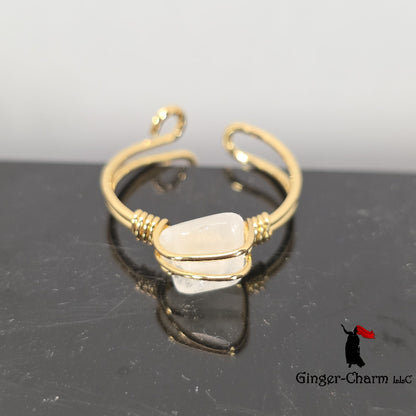 Rings - Raw Gemstone Wire Wrapped Adjustable