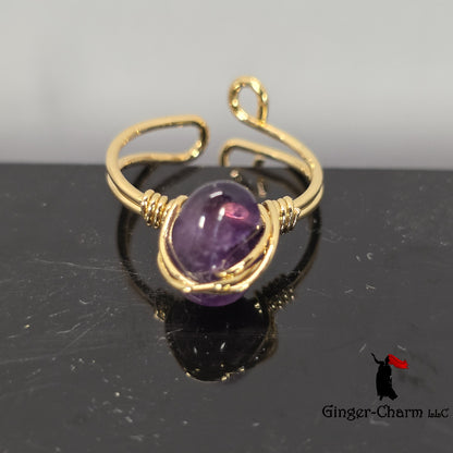 Rings - Raw Gemstone Wire Wrapped Adjustable
