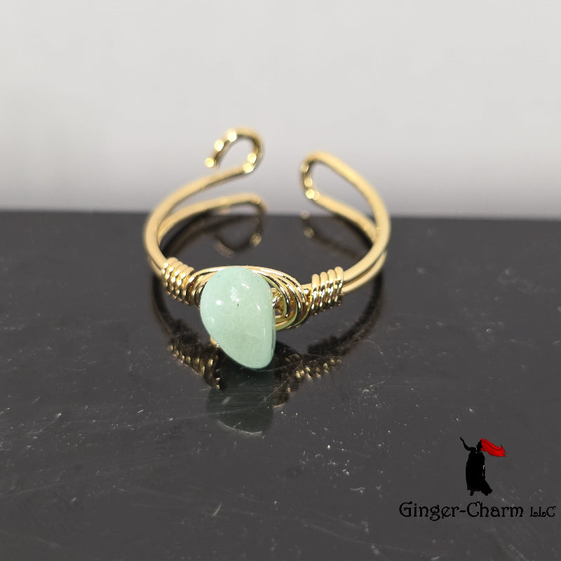 Rings - Raw Gemstone Wire Wrapped Adjustable