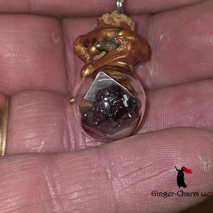 Wearable Enchantment Spell Jar Necklace – Wax-Sealed Rune & Crushed Gemstone Vial