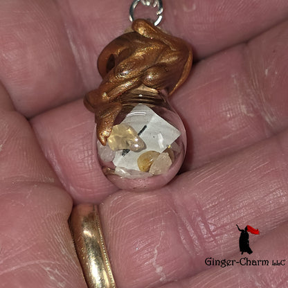 Wearable Enchantment Spell Jar Necklace – Wax-Sealed Rune & Crushed Gemstone Vial