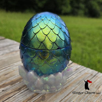 Dragon Egg Stash Jar - Peacock Chameleon